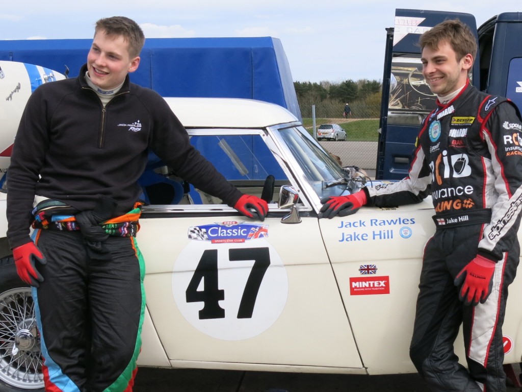 BTCC driver Jake Hill and Jack Rawles pair up for the first time to race the Bill Rawles Classic Cars Austin Healey at Silverstone in May 2016