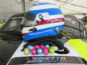 chocolate easter eggs on Ginetta G40 bonnet