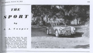 in 1954 Bett Haig & Enid Riddell competed in the 25th Jubilee Paris-St Raphael Rally
