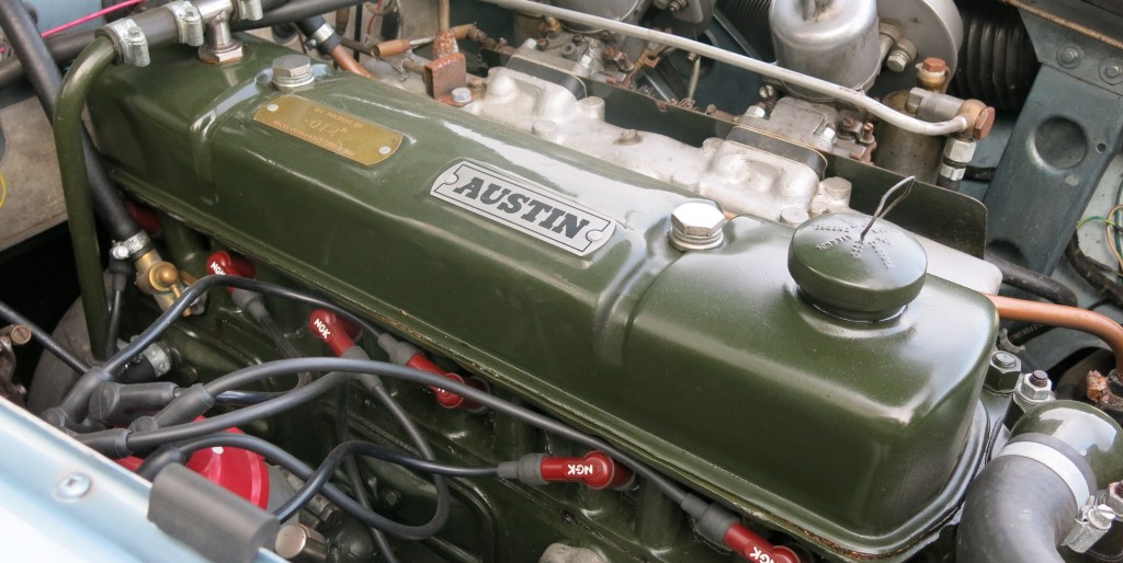 Austin Healey 100-6s - XNX 56 is an example of the unique engine colour having the Morris Green paint as used during this short period