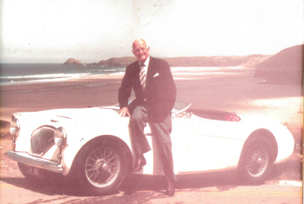 Donald Healey - Austin Healey 100-4 - Perranporth, Cornwall, 1979