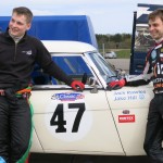 BTCC driver Jake Hill and Jack Rawles pair up for the first time to race the Bill Rawles Classic Cars Austin Healey at Silverstone in May 2016