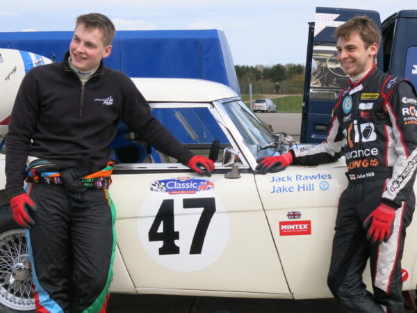BTCC driver Jake Hill and Jack Rawles pair up for the first time to race the Bill Rawles Classic Cars Austin Healey at Silverstone in May 2016