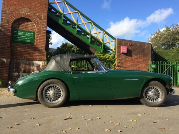 Last Austin Healey 3000 MK II A BJ7to ro;;off the production line in November 1963, XMW 167A, before the production of the Austin Healey 3000 MK III