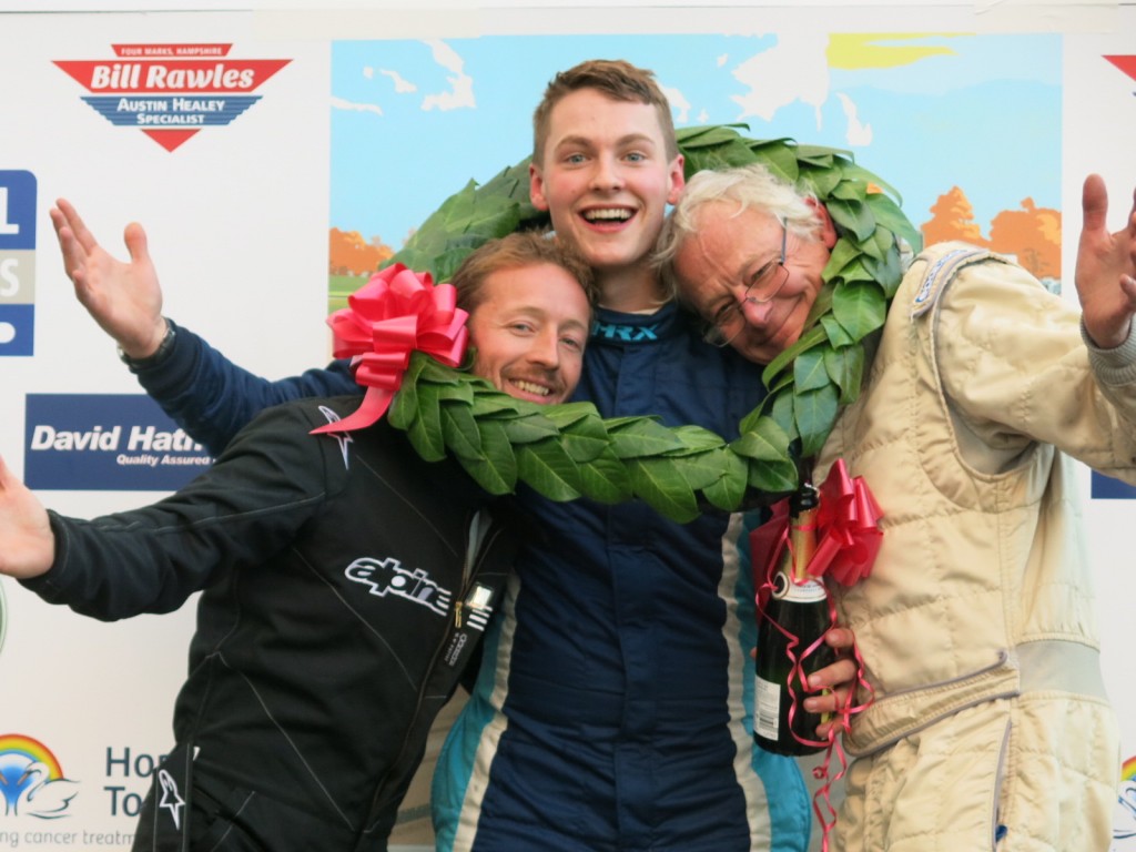 Jack Rawles was crowned Healey Driver International winner of the 2016 Castle Combe Autumn Classic, after two very exciting Healey racers on a very wet day